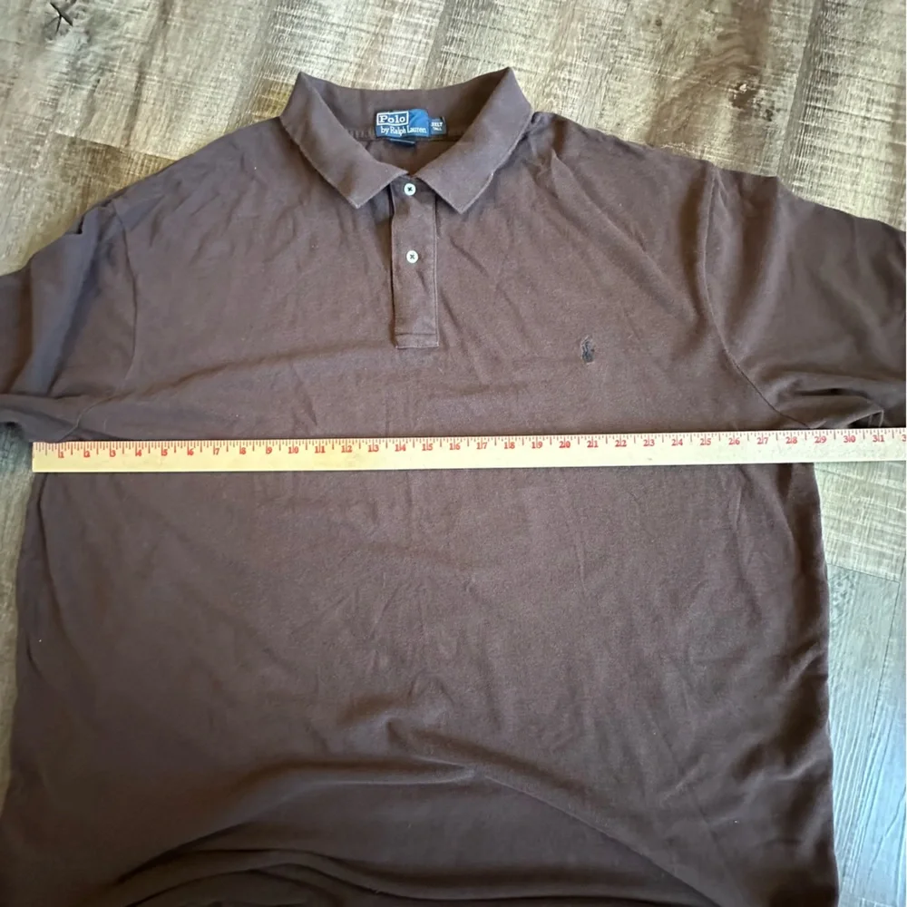 Polo Ralph Lauren Shirt Men's 3XLT Tall Chocolate Brown Pique Polo Black Pony